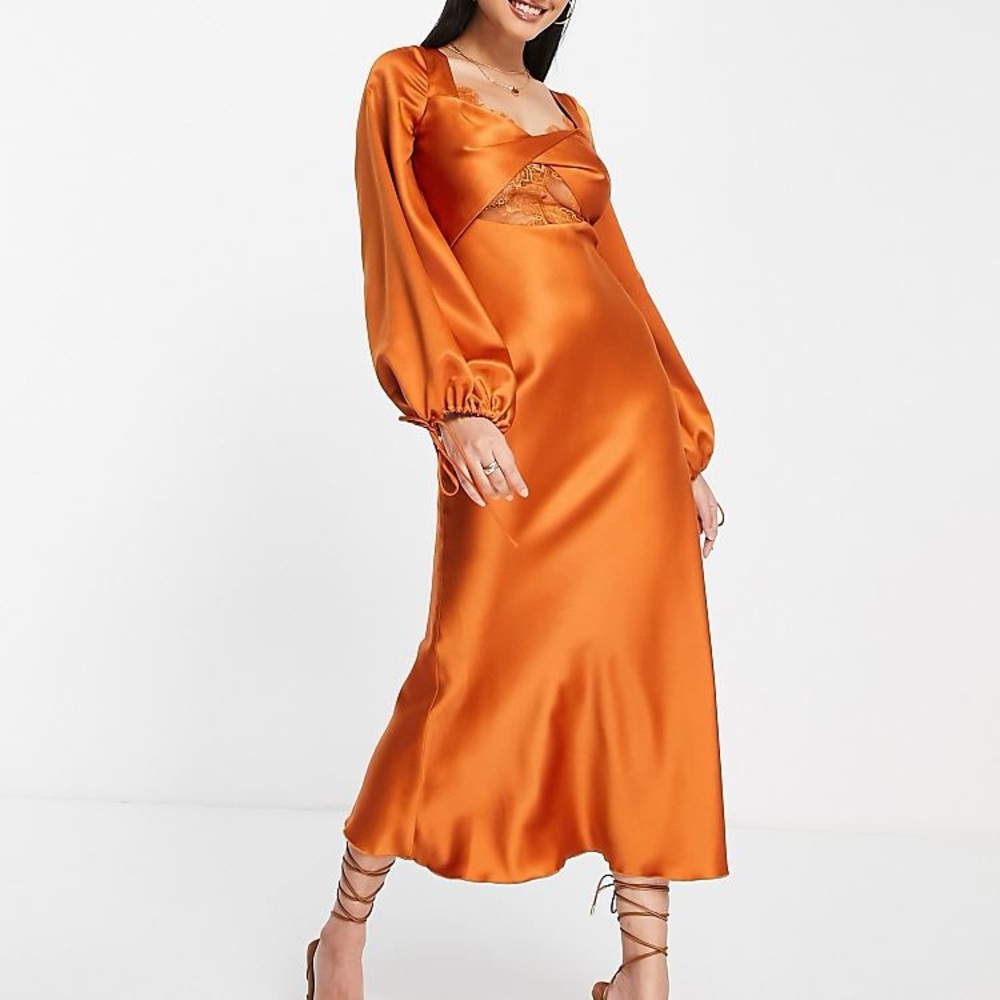 ASOS Burnt Orange Long Sleeve Dress